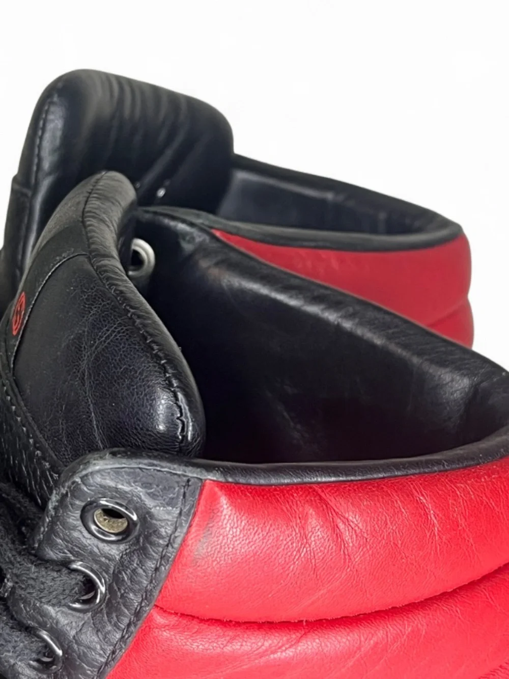 Authentic Gucci Ronnie Red/Black/Green Leather Padded High Top Sneakers Men’s 6